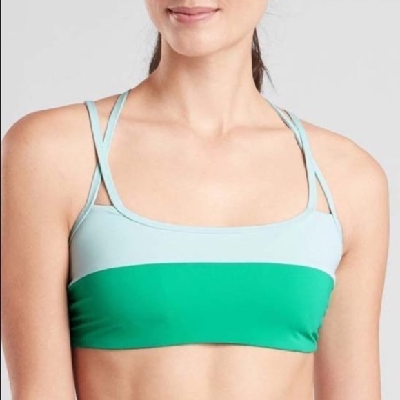 ATHLETA Green Cross Strap Chroma Bikini Top Size Small - Picture 1 of 14
